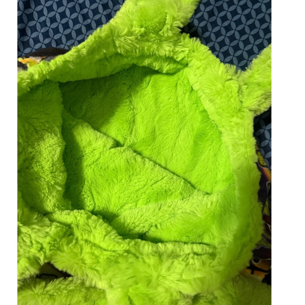 Reversible Minions Halloween Plush Tote Bag Fuzzy Lime Green Trick or Treat - Picture 5 of 15